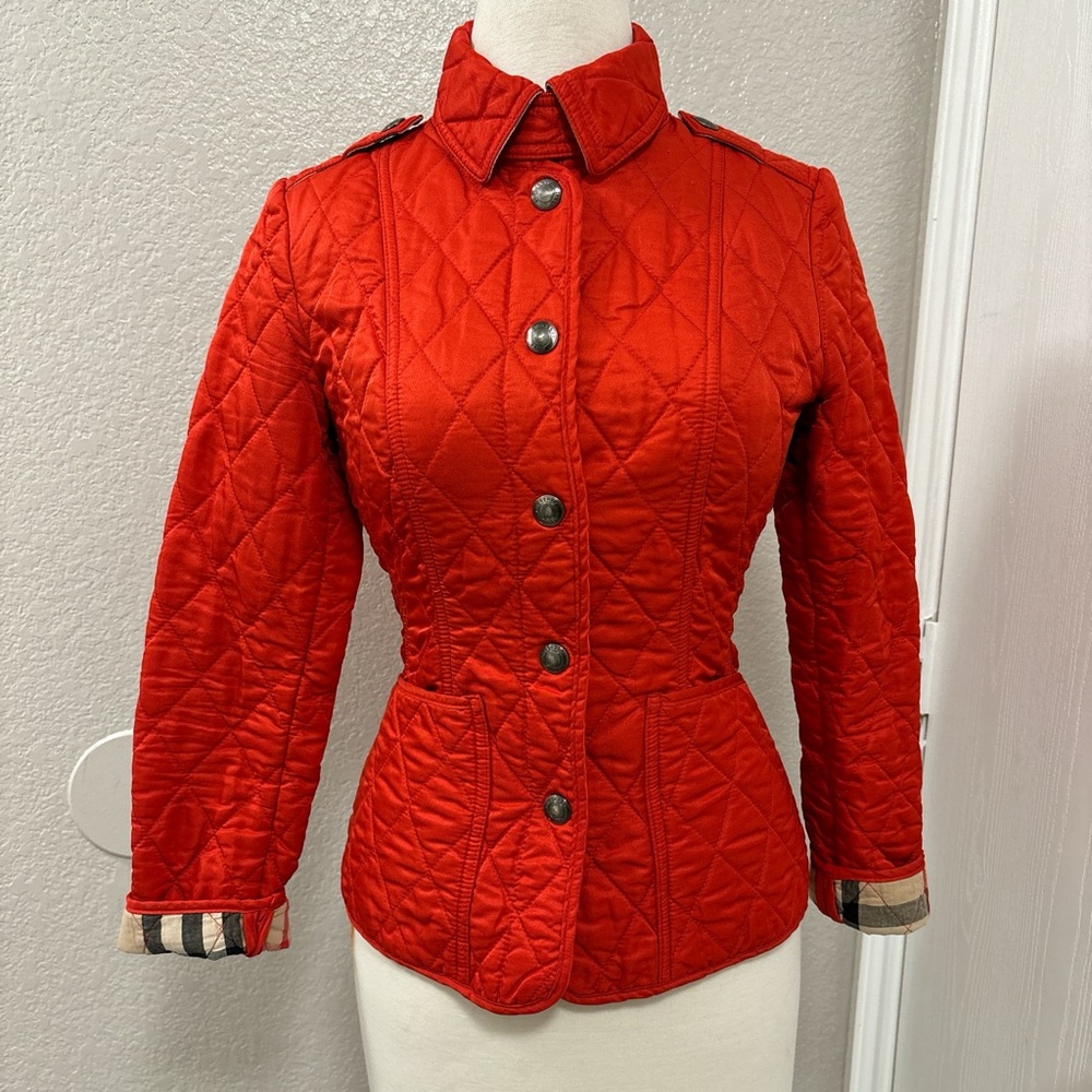 Burberry Red Quilted Utility Jacket